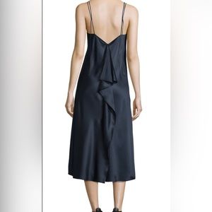 Helmut Lang Draped-Back Silk Satin Midi Dress